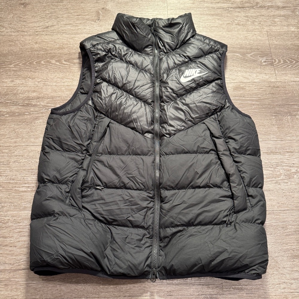 Nike Vest Mens Large Black Performance Down Fill Windrunner Puffer 928859-010